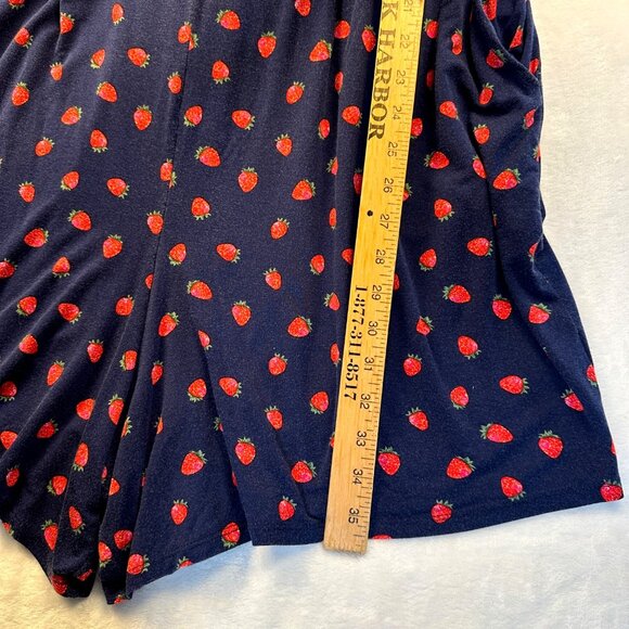 Torrid Womens Mini Romper Strawberry Print Navy Blue 2X Super Soft Knit Pockets - Picture 8 of 14